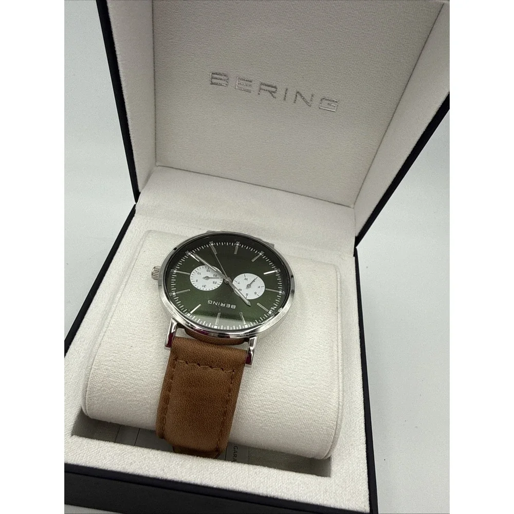 Bering Classic Green Sunray Dial Sapphire Sub Second 40mm Mens Watch